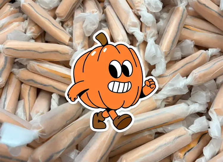 Pumpkin taffy with cartoon pumpkin