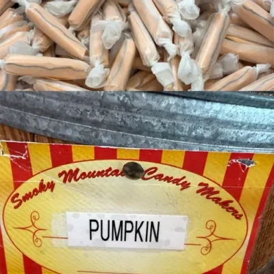 Pumpkin Taffy from Smoky Mountain Candy Makers in Pigeon Forge TN